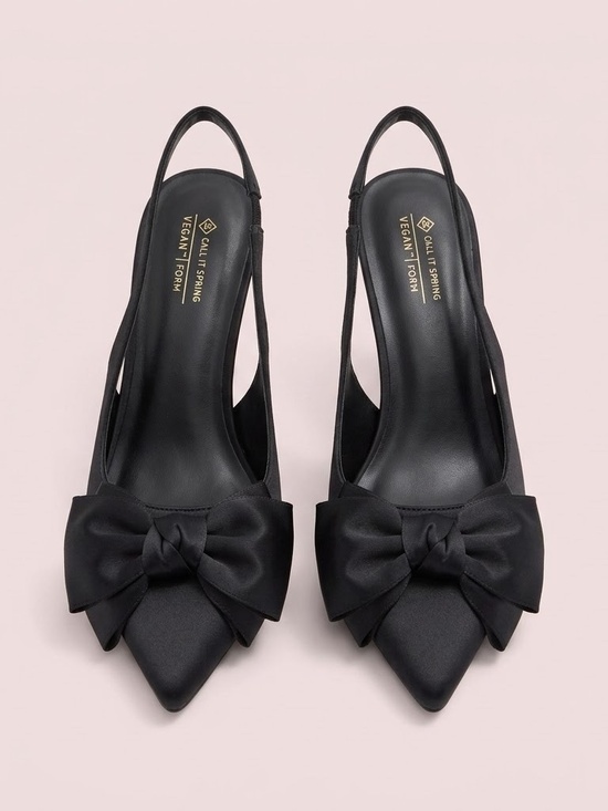 Call It Spring Shoes - NWT Call It Spring Black Bow Coquette Pointed-Toe Slingback Heels